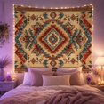 thumbnail image 2 of Southwestern Layered Diamond with Rust Teal Bands, Warm Rustic Style for Western Decor Fans, Geometric Wall Art, Housewarming Gift, Tapestry Wall Hanging for Cabin and Dorm, 2 of 7