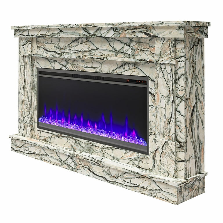 Novogratz Waverly Wide Mantel with Linear Electric Fireplace