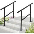 thumbnail image 1 of 3-Step Adjustable Outdoor Stair Handrail Kit Metal Iron and Aluminum 75 Angle Complete Set for Porch Deck Garden - 2-Pack, 1 of 1
