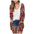 thumbnail image 1 of Cárdigan para mujer, blusa informal de manga larga con estampado y bolsillo, cárdigan con capucha, abrigo holgado de algodón de imitación para mujer, 1 of 4