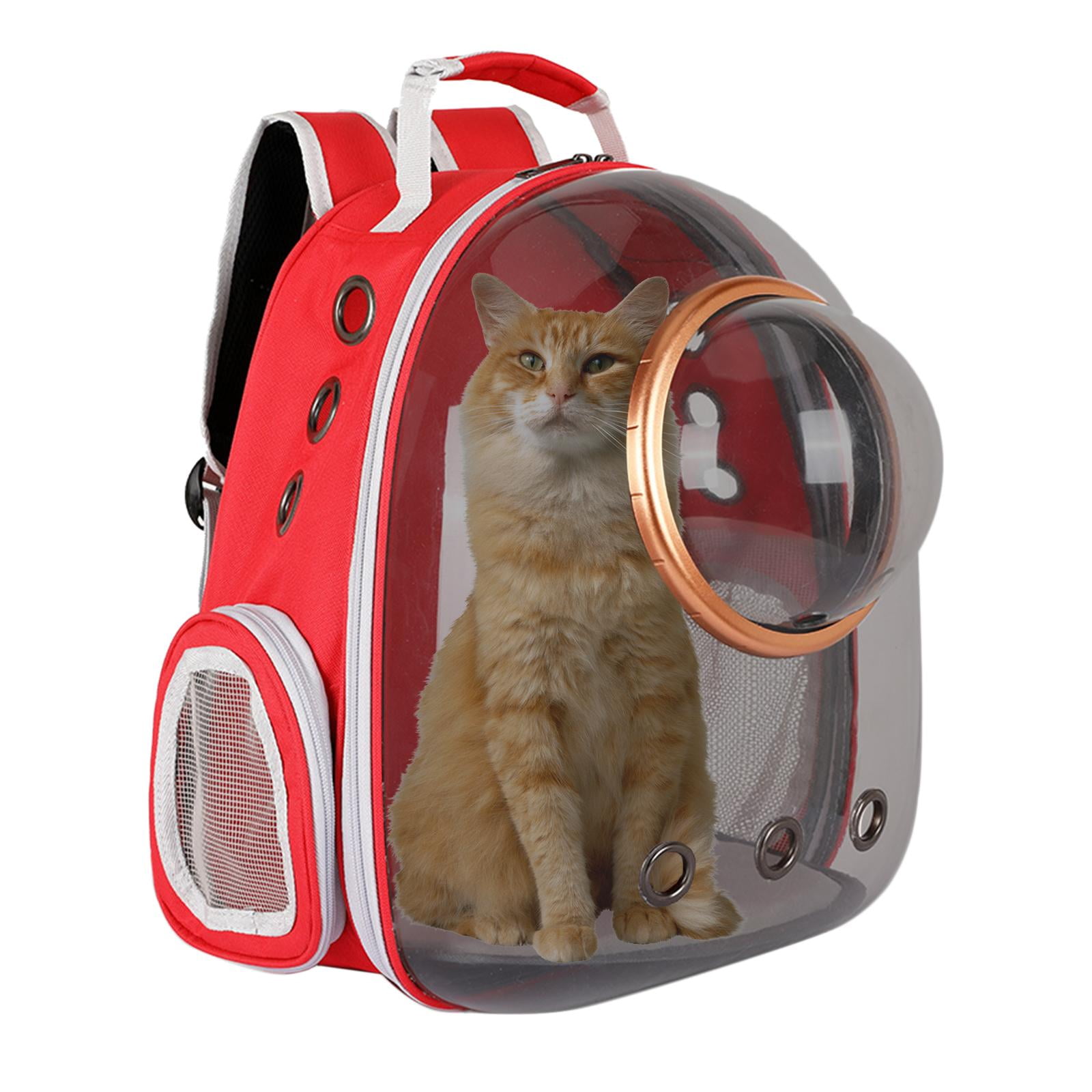 Fzaqwen Cat Dog Carrier Clear Capsule Backpack Travel Sightseeing Knapsack Red