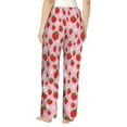 thumbnail image 3 of Naloa Hand Drawn Strawberry Print Women’s Ultra-Soft Comfy Pajama Lounge Pants with Pockets & Drawstring, 3 of 8