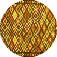thumbnail image 1 of Ahgly Company Machine Washable Indoor Round Oriental Yellow Traditional Area Rugs, 6' Round, 1 of 4