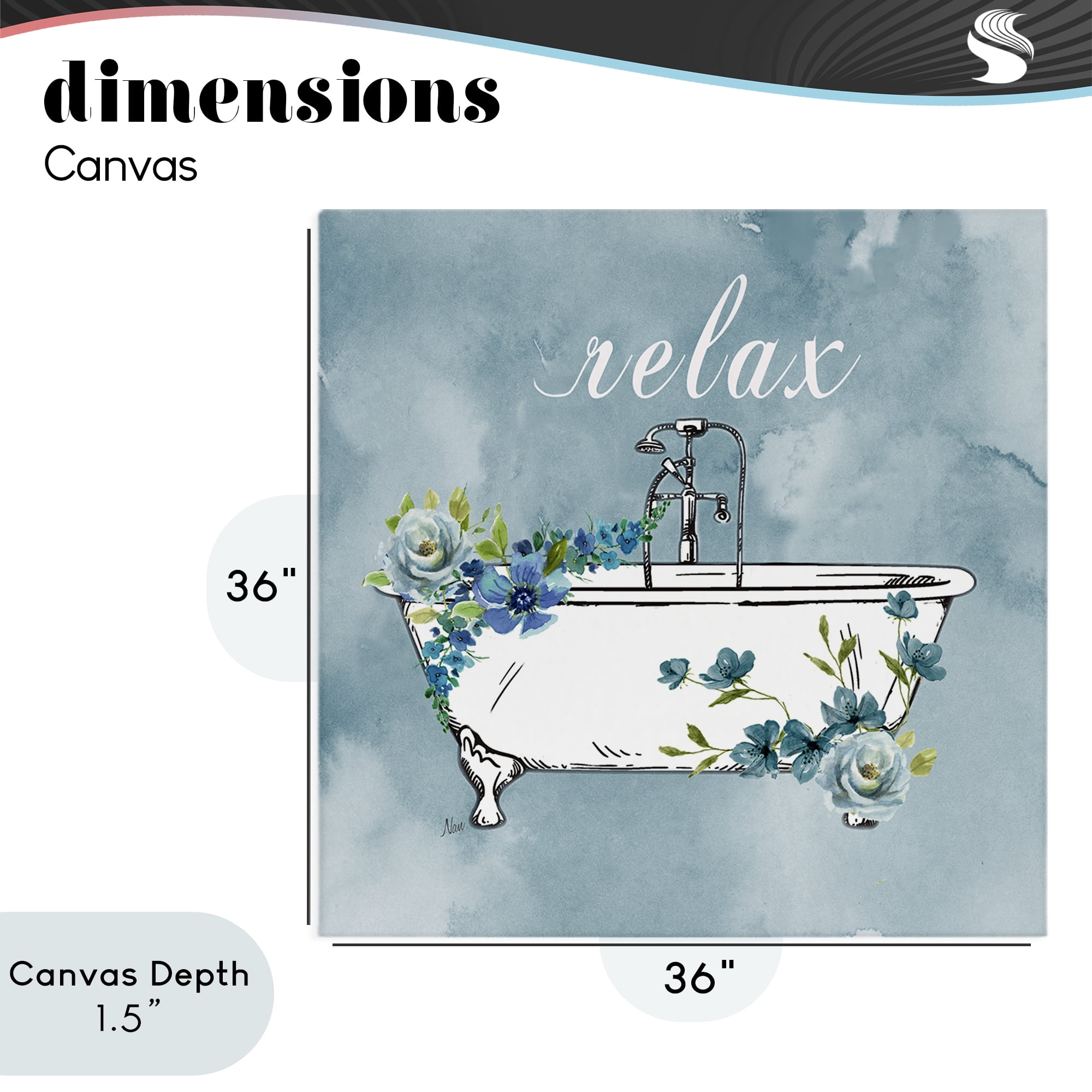 Stupell Industries Floral Bathroom Rules Relax Canvas Wall Art, design by Nan