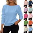 thumbnail image 6 of AKOEE Women Knit Sweaters Boat Neck Hollow-Out Long Sleeve Plain Soft Pullovers Loose Fall Winter Casual Tops (XL, Hot Pink), 6 of 6