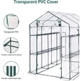 thumbnail image 6 of Heavy Duty Walk-In Greenhouse Kit 85"x56"x77" – Transparent Weatherproof PE Cover with 8 Shelves & Mesh Windows, Portable Indoor Outdoor Plant Greenhouse for Gardening, Seed Starting, Backyard, 6 of 8