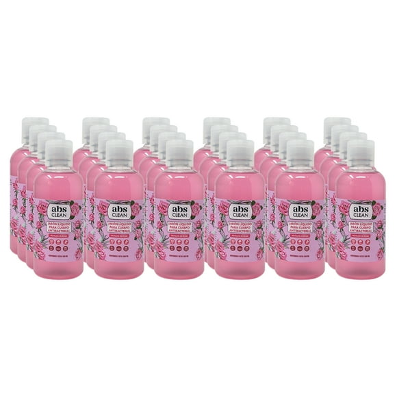Jabón Líquido Corporal 500ml Abs Clean - Aroma Pétalos de Rosas - 24 Piezas Abs Clean Jabón Líquido Antibacterial para Cuerpo