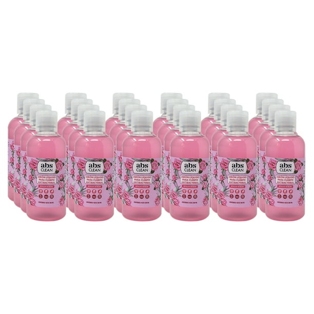 Jabón Líquido Corporal 500ml Abs Clean - Aroma Pétalos de Rosas - 24 Piezas Abs Clean Jabón Líquido Antibacterial para Cuerpo