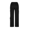 thumbnail image 5 of XFLWAM Cargo Pants Women Straight Leg Casual Elastic Work Pants Athletic Comfy Loose Stretchy Hiking Pants with Pockets Black M, 5 of 6