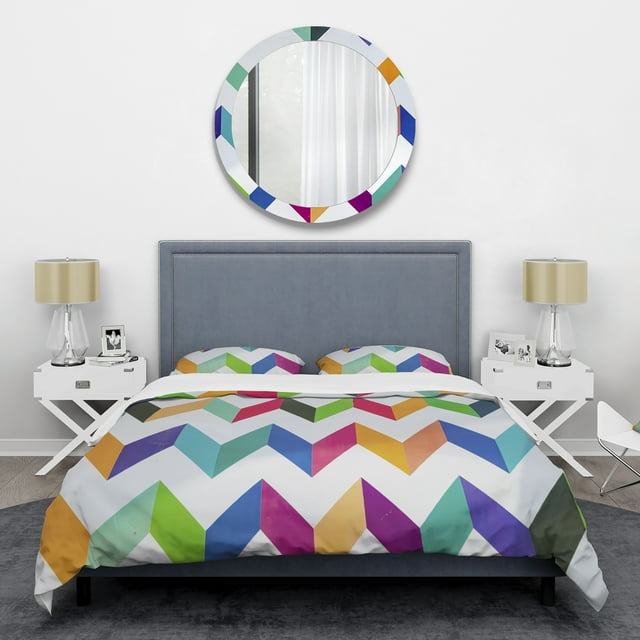 Designart 'Geometrical Retro Design III' Ensemble de Housse de Couette Mi-Siècle