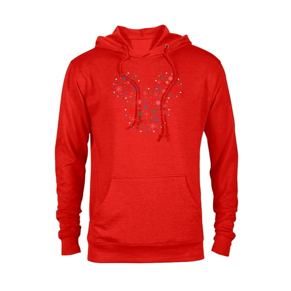 Disney Mickey Mouse Icon Christmas Holiday Lights Snowflakes - Pullover Hoodie for Adults - Customized-Red