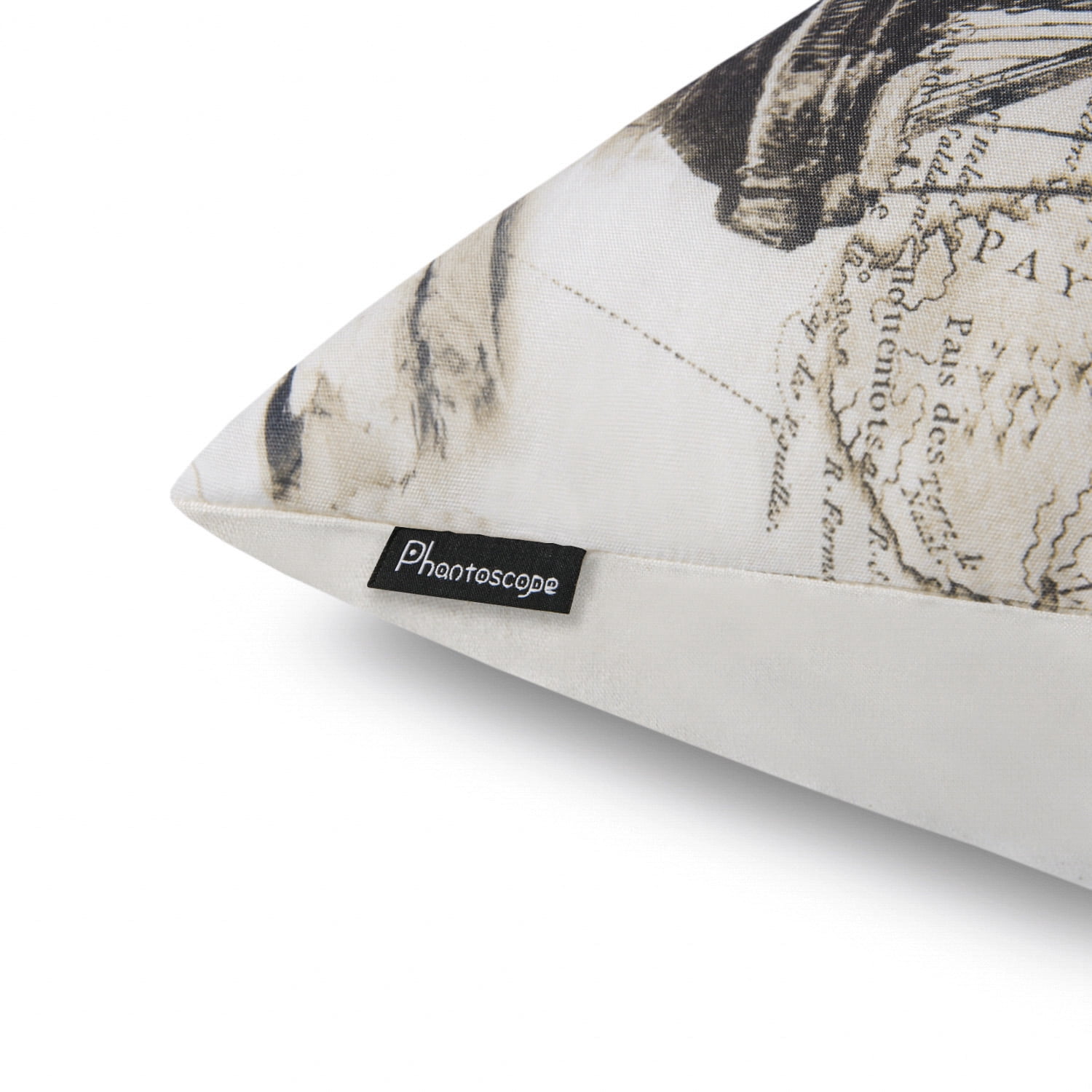 Phantoscope Geography Series Square Decorative Throw Pillow Cover, 18" x 18", Beige, 4 Pack