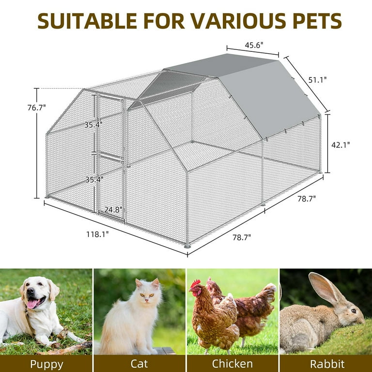 Dextrus Chicken Run Coop 13.1 x 9.8 x 6.4 ft Large Metal