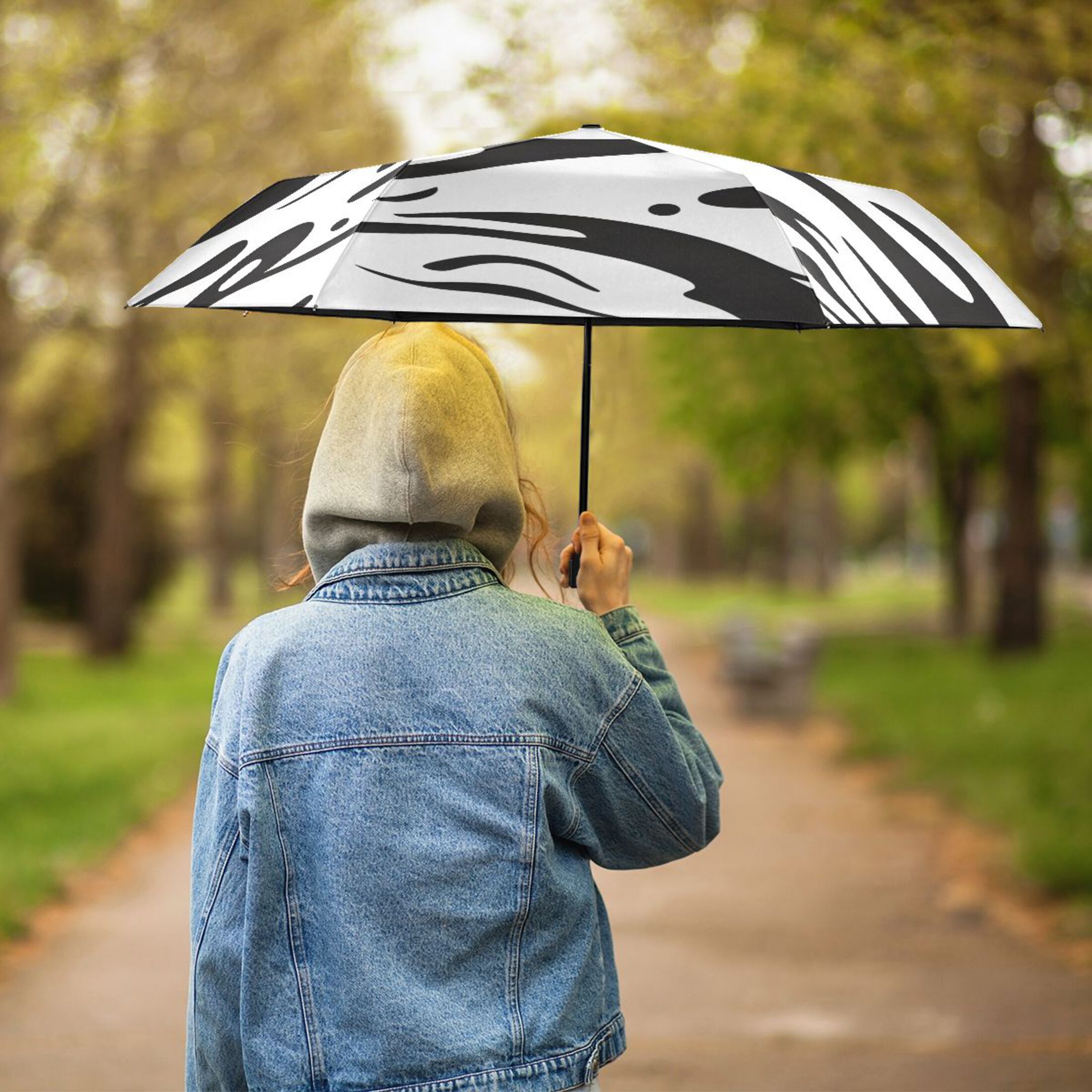 ALAZA Liquid Wave Pattern UPF 50+ Compact Folding Umbrella for Rain Travel Umbrella Packable