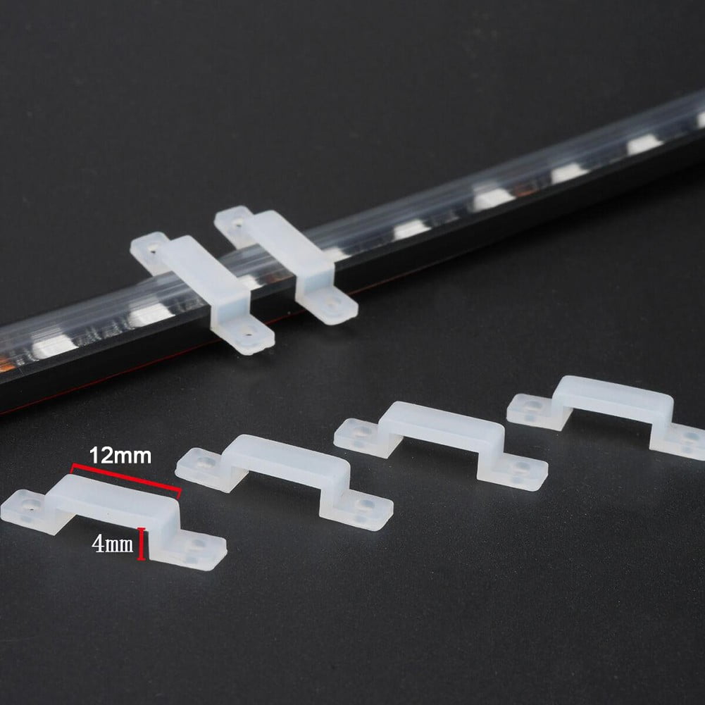 1-100 Fixing Clip Clear Soft Silicone Holder for LED Strip Light Max 20mm Width 