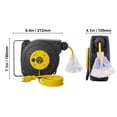 thumbnail image 3 of VEVOR Retractable Extension Cord Reel, 30 FT, Heavy Duty 16AWG/3C SJTOW Retractable Power Cord Reel with Lighted Triple Tap Outlet 10 Amp Circuit Breaker 4.5FT Lead-in Cord,for Ceiling or Wall Mount, 3 of 9