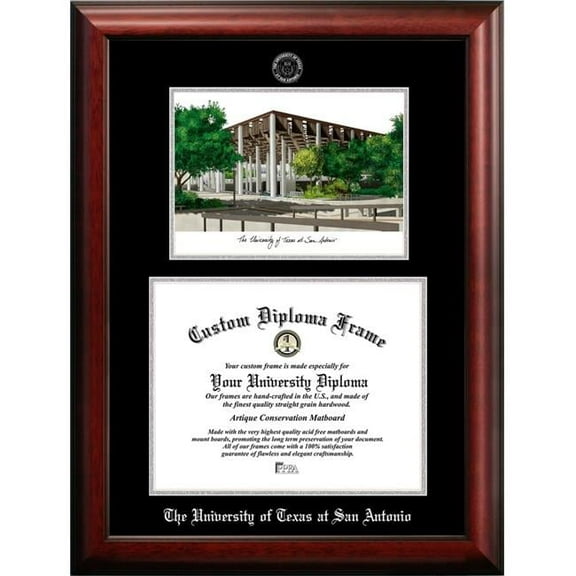 Campus Images TX948LSED-1411 14 x 11 in. University of Texas San Antonio Silver Embossed Diploma Frame with Lithograph