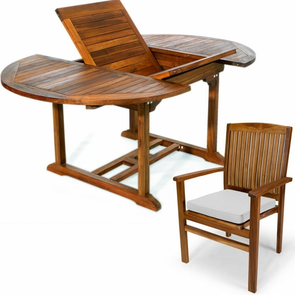 All Things Cedar Teak 5 Piece Dining Patio Set
