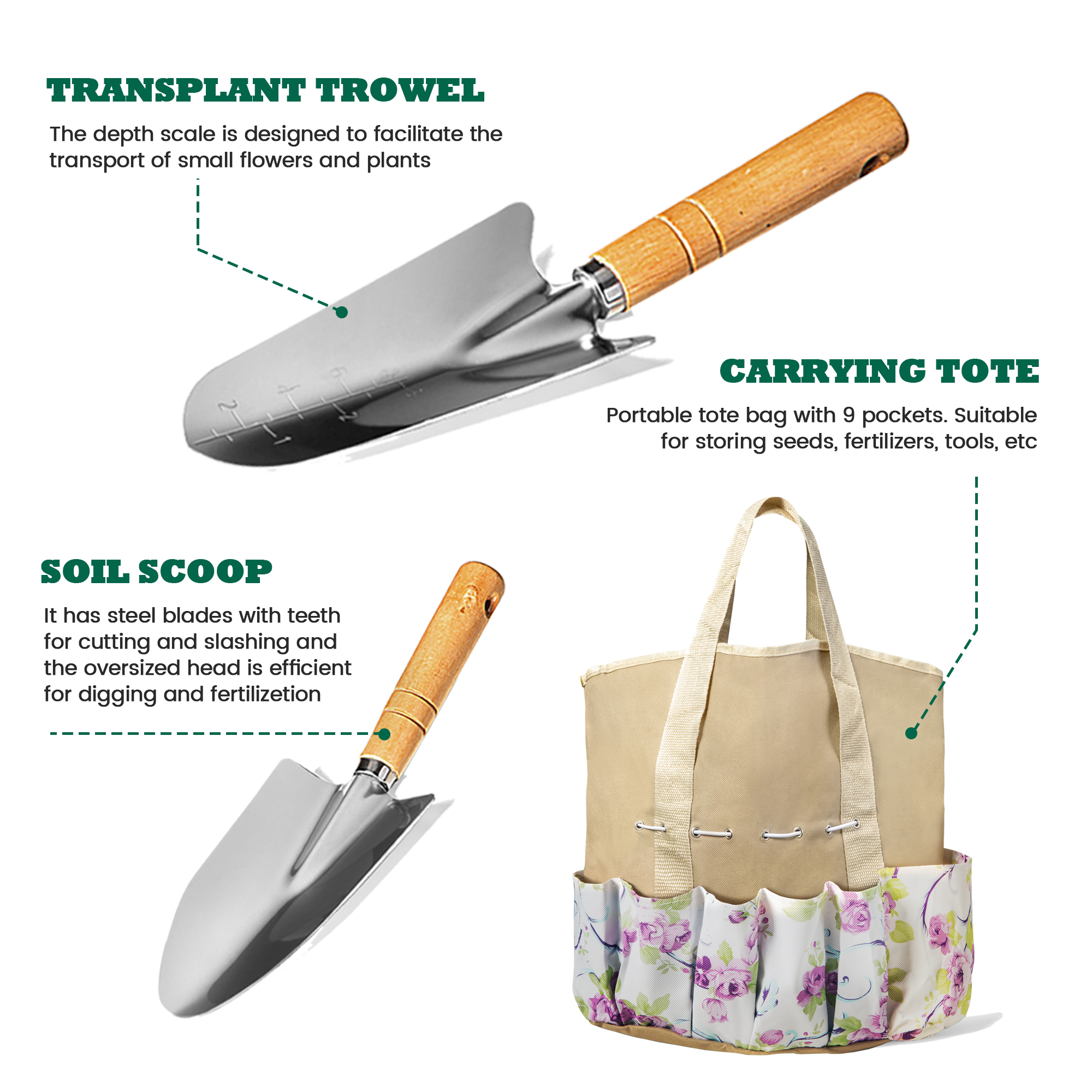 Alljoy 9-Piece Garden Tool Set with Tote Bag and Gloves photo 2
