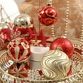 thumbnail image 2 of Glittery Red and Gold Christmas Ornament Bauble Set, Elegant 16 Piece Bundle, 2 of 8