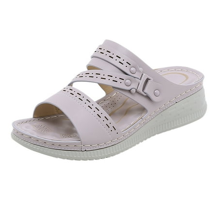 

Womens Sandals Dressy Casual Summer Fashion Slip On Casual Open Toe Wedges Comfortable Beach Shoes Sandals Slippers