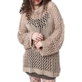 thumbnail image 2 of Liacowi Women Crochet Sweater Pullover Long Sleeve Hollow Out Baggy Tops See Through Beachwear Coverups, 2 of 9