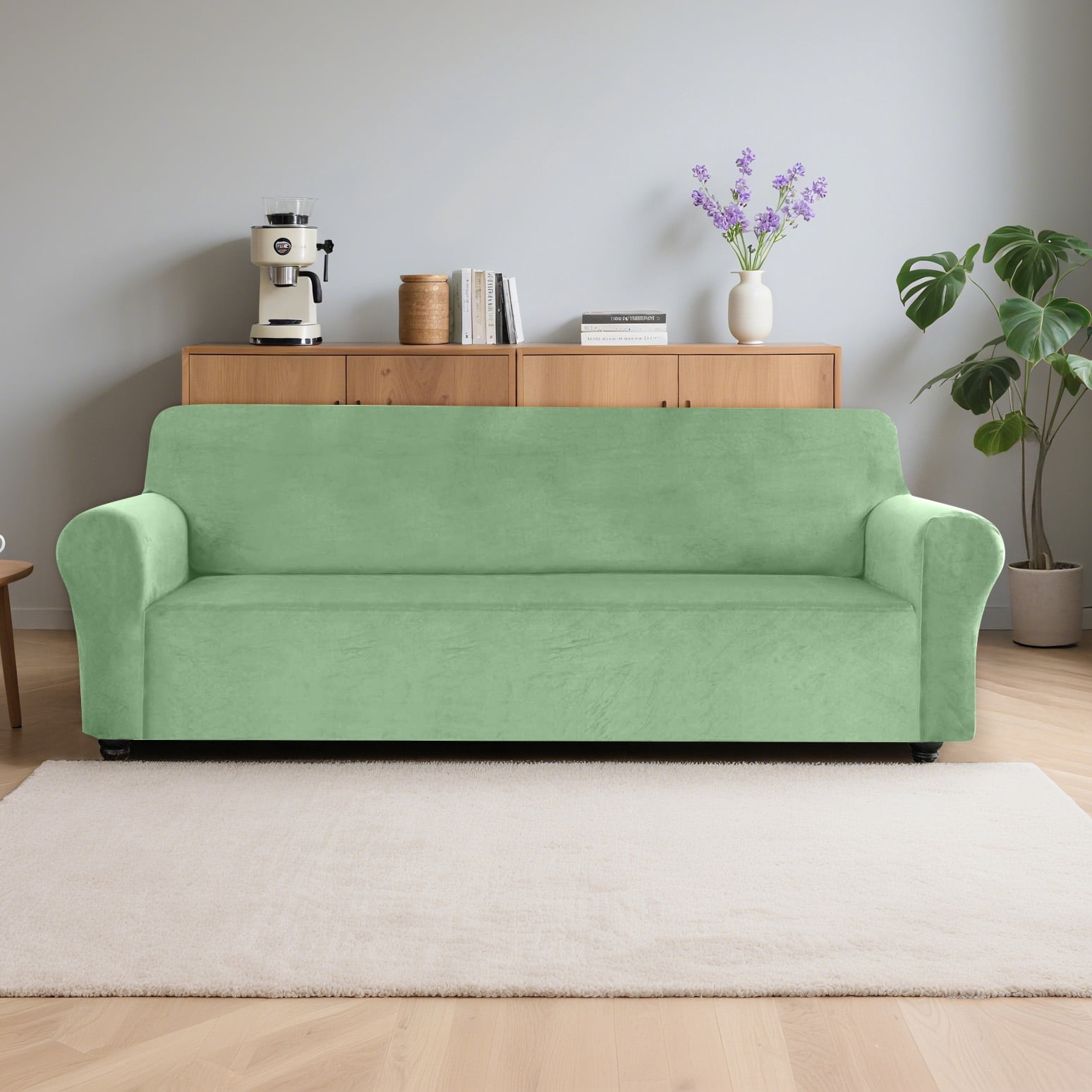 SANMADROLA 100% Waterproof Couch Covers Velvet Stretch Slipcover for 3 Cushion Sofa Cover Non Slip Leakproof Washable Furniture Protector for Kids Dogs Cats Pets
