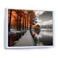thumbnail image 2 of Designart "Orange Lake Orange Lakeside " Lake House Cottage Floater Framed Wall Art Print, 2 of 7