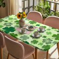 thumbnail image 3 of Happy St. Patrick's Day Table Cloths for 4 Foot Rectangle Tables, Spring Lucky Shamrock Cloud Green Patio Waterproof Elastic Fitted Tablecloths, Washable Rectangular Table Cover for Camping, 3 of 8