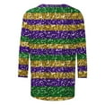 thumbnail image 4 of YOIAVAIOY Womens Mardi Gras T Shirt 3/4 Sleeve Funny Patricks Tops Fashion Casual Outfits Purple S, 4 of 5