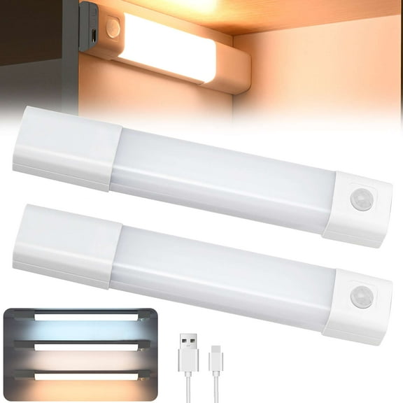 Gustave 2Pcs Under Cabinet Lights Motion Sensor Closet Lights LED Rechargeable Wireless Magnetic Under Counter Light Dimmable Indoor Lighting for Kitchen Pantry Bedroom Wardrobe