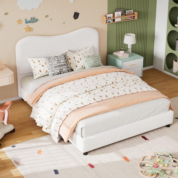 Qinaqin Queen Cama Frame para Velvet Upholstered cm de Alturaeadboard Cute Low Profile Platform Girls y Boys No Caja Spring Needed Strong Profundidad Madera Slats Noise Free Easy