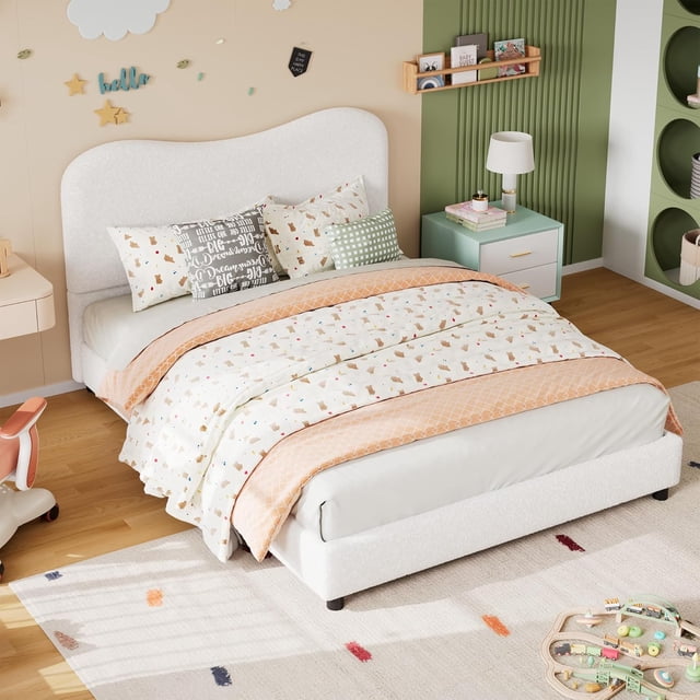 Qinaqin Queen Cama Frame para Velvet Upholstered cm de Alturaeadboard Cute Low Profile Platform Girls y Boys No Caja Spring Needed Strong Profundidad Madera Slats Noise Free Easy