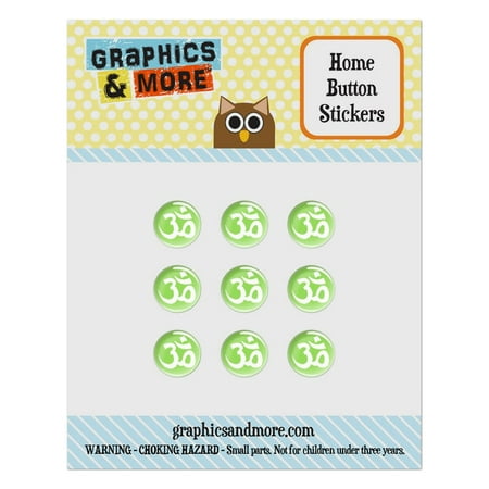 Om Aum Yoga White on Green Home Button Stickers Set Fit Apple iPhone iPad iPod (Best Yoga App For Ipad)