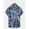thumbnail image 4 of Camisa de hombre con estampado gráfico de tiburón sirena, ancla, cuello vuelto, manga corta, botones, ropa de calle, ropa de moda, 4 of 4