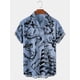 thumbnail image 5 of Camisa de hombre con estampado gráfico de tiburón sirena, ancla, cuello vuelto, manga corta, botones, ropa de calle, ropa de moda, 5 of 5