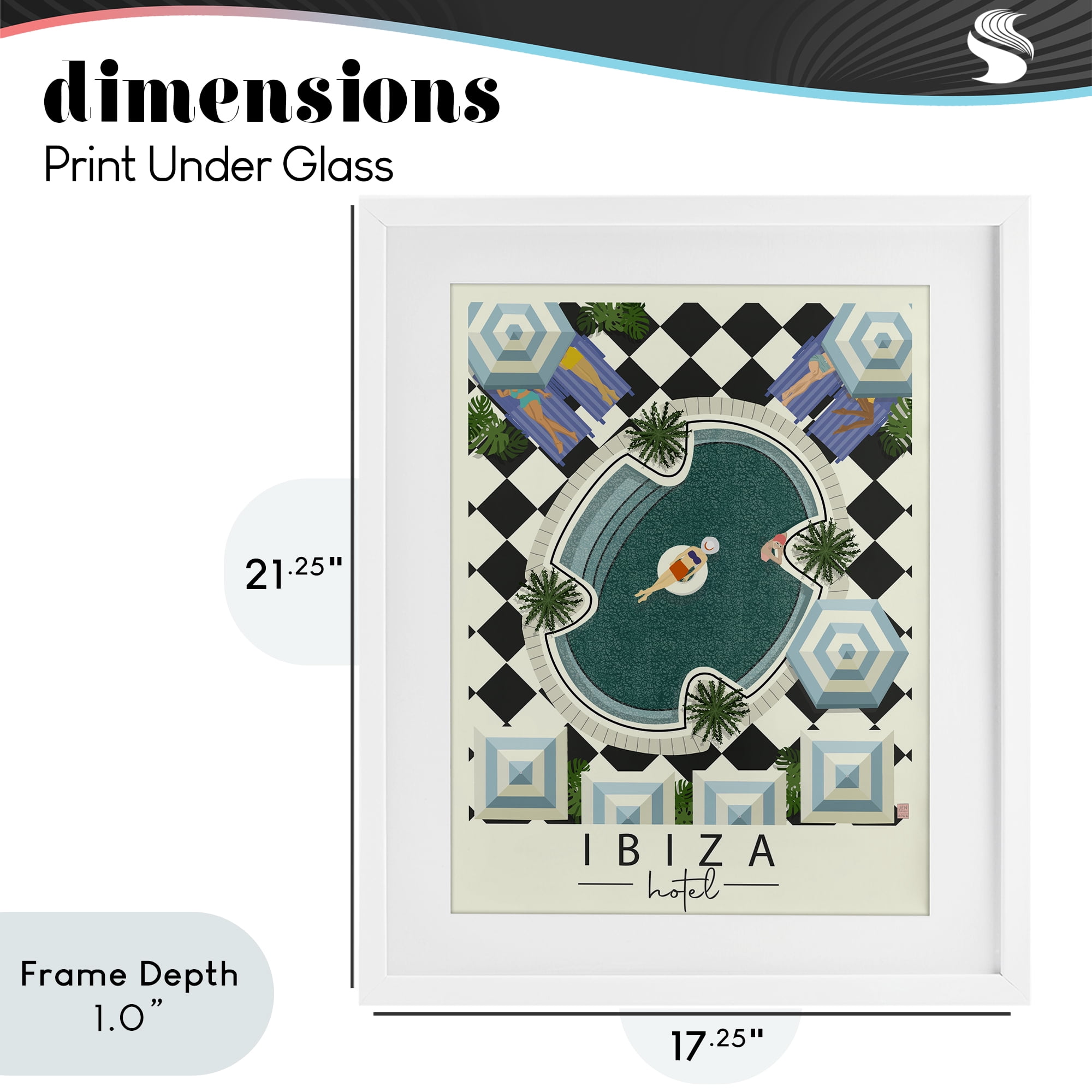 Stupell Industries Ibiza Hotel Aerial Pool White Framed Print Under Glass, design by Jen Bucheli