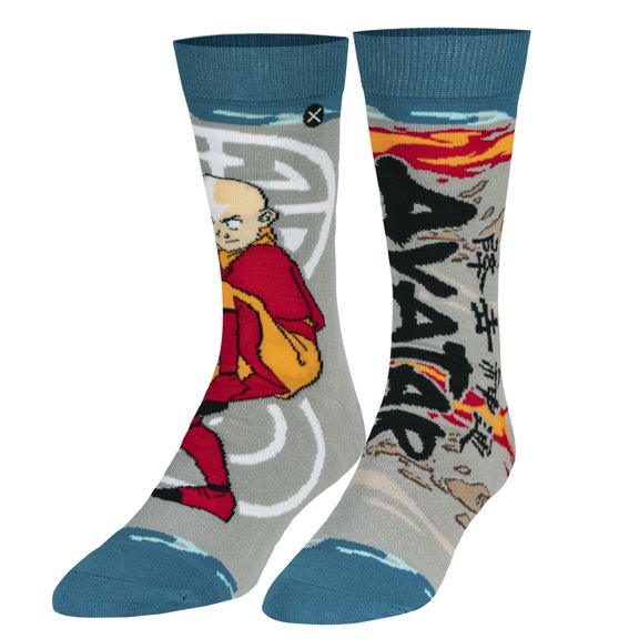 ODD SOX – Aang the Last Airbender – Novelty Crew Socks – Size Large – Men's 8–12 / Women's 9.5–13.5