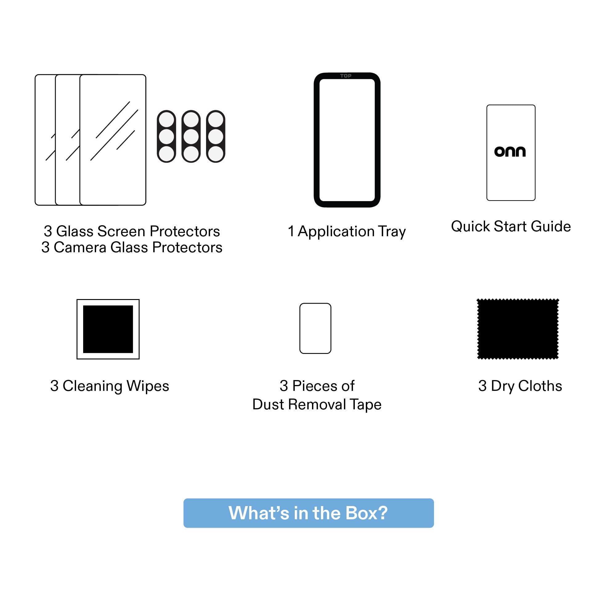 onn Samsung Galaxy S26 FE Glass Screen Protector (3 Pack) and Camera Glass Screen Protector (3 Pack)