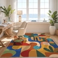 thumbnail image 3 of Design&I 5'x7' Ultra Soft Area Rug, Multicolor Abstract Geometric Art Bold Retro Shapes with Fluid Lines Design Fluffy Washable Non Shedding for Bedroom Living Room Home Office, 3 of 3