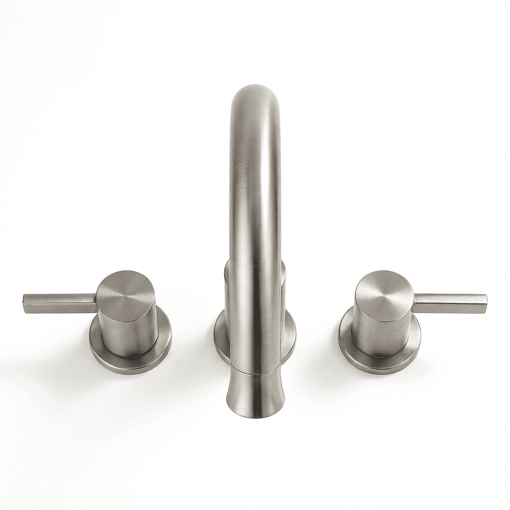 Brushed Nickel 3-Hole Bathroom Faucet, Dual 304 Stainless Steel Handles, Modern Lead-Free Ceramic Valve Faucet, 1.5 GPM Straight Spout for Sink