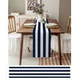 thumbnail image 6 of Navy Blue White Striped Burlap Cotton Table Runner 18x72 Inches Long, Farmhouse Stripe Modern Art Farmhouse Table Runners, Outdoor Dining Tablecloths Decor for Baby Shower/Party/Wedding, 6 of 6