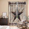 thumbnail image 3 of Kitchen Curtains 84 Inch Length 2 Panels, Texas Star Vintage Grommets Window Treatment Curtain, Brown Khaki Wooden Retro Art Thermal Curtains Drapes for Living Room/Bathroom, 3 of 9