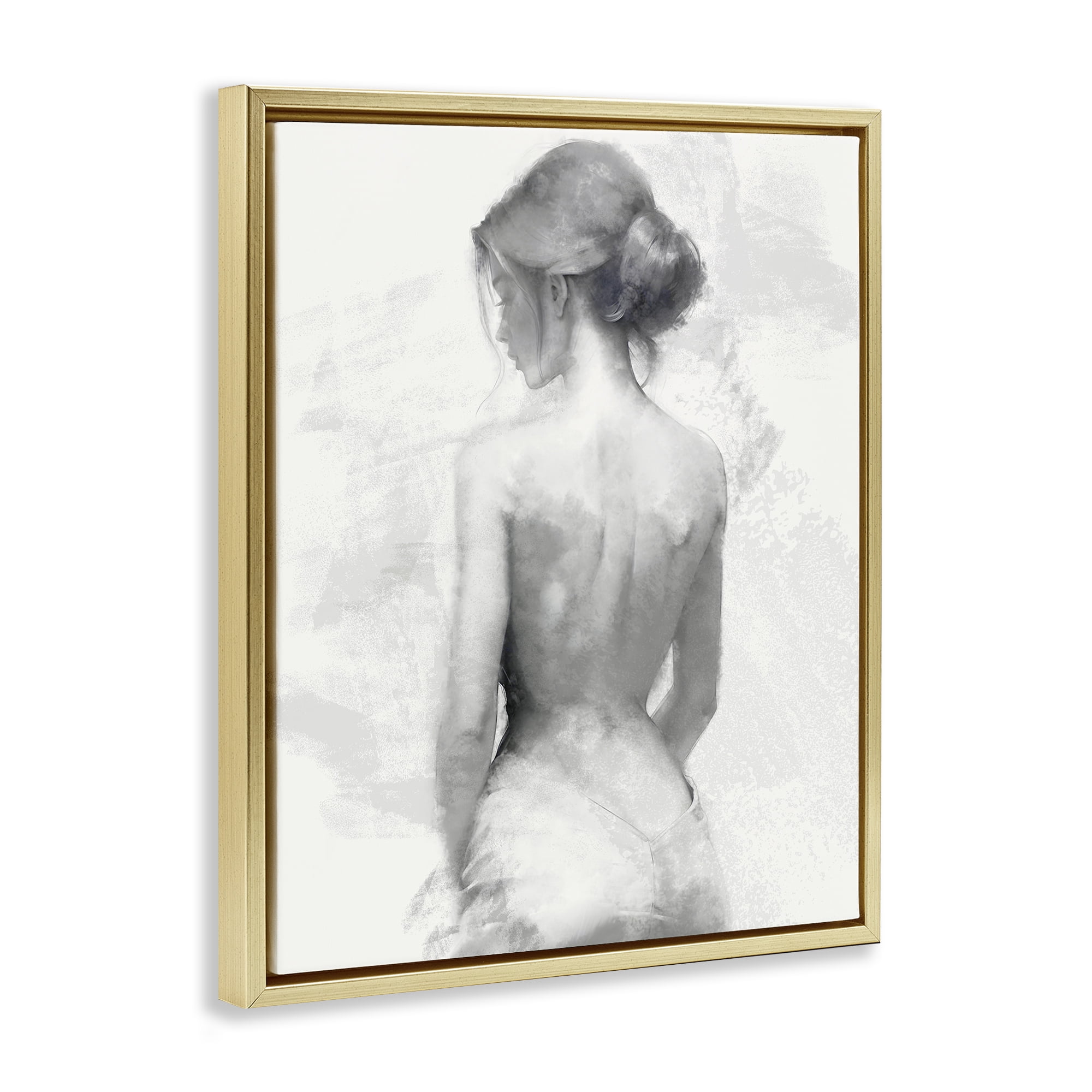 Stupell Industries Mine Elegant Figure Gold Framed Floater Canvas Wall Art, design by Kim Allen