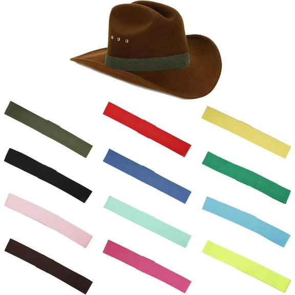 12Pcs 12 Colors Stretchable Hat Band Ribbons Rubber Overlay Hat Bands