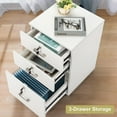 thumbnail image 2 of Bonnlo 26" H 3 Drawer File Cabinet with Lock, Rolling File Cabinet Under Desk, Mobile File Cabinets for Home Office, Wood White File Cabinet Printer Stand for Letter Size Hanging/Manila File Folders, 2 of 9