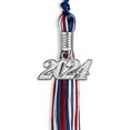 thumbnail image 4 of Endea Graduation Royal Blue/Red/White Mixed Color Graduation Tassel with Silver Date Drop, 4 of 10