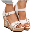 thumbnail image 2 of IUJSOY Womens Wedge Platform Sandals Open Toe Buckle Strap Cork Sole Summer Shoes High Heels, 2 of 9
