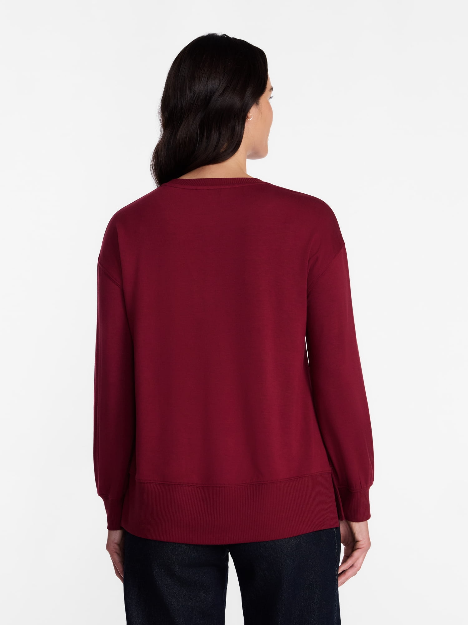 Time and Tru Women's and Women's Plus French Terry Tunic Sweatshirt, Sizes XS-XXXL