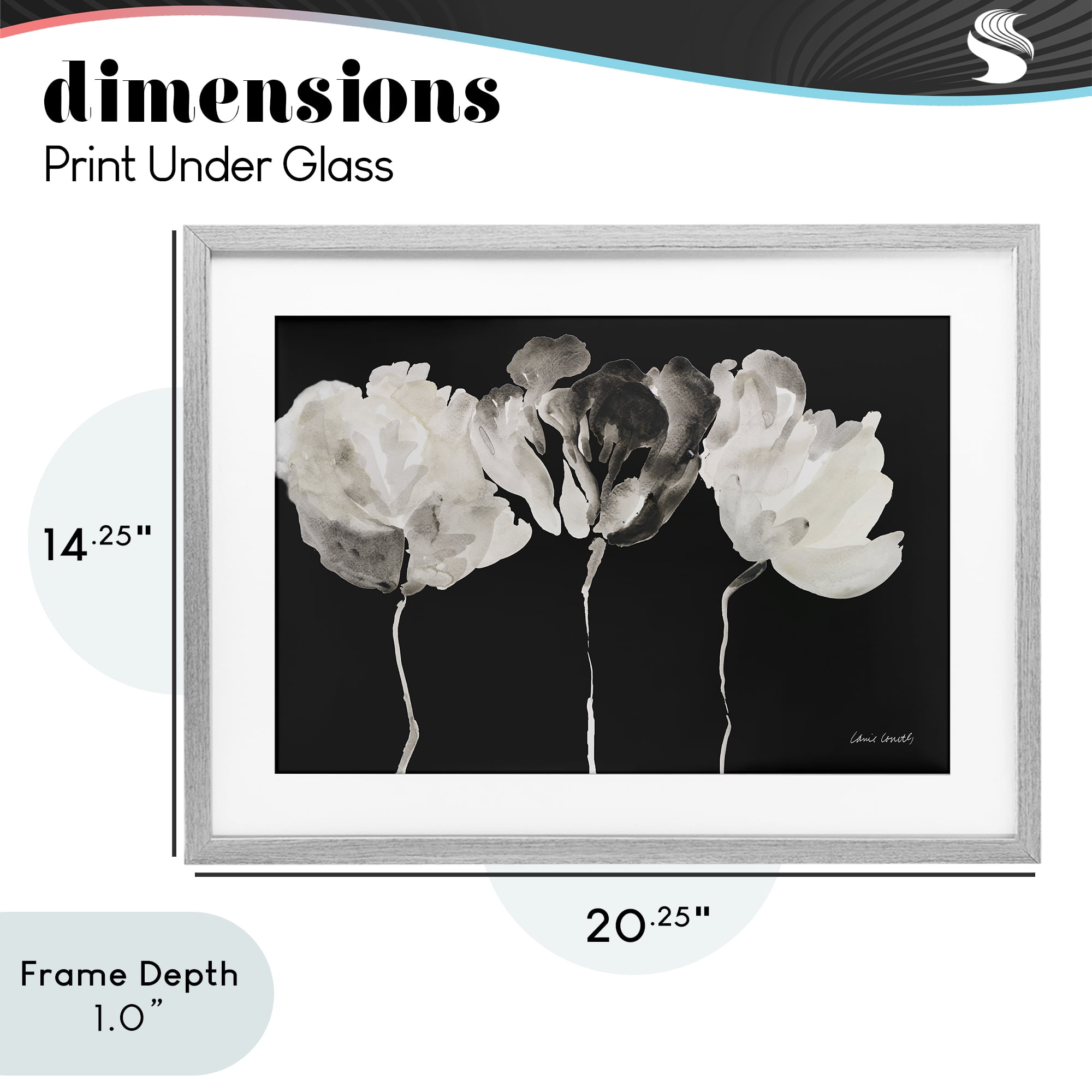 Stupell Industries Trio In Light On Black Gray Framed Print Under Glass, design by Lanie Loreth